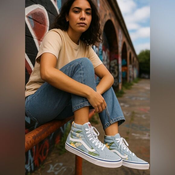 🌺✨ Vans Sk8-Hi Floral Tropical Sneakers 🌺✨ - Picture 1 of 9